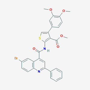 molecular formula C30H23BrN2O5S B452919 Methyl 2-{[(6-bromo-2-phenyl-4-quinolinyl)carbonyl]amino}-4-(3,4-dimethoxyphenyl)-3-thiophenecarboxylate 
