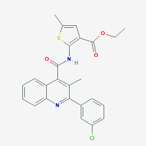 molecular formula C25H21ClN2O3S B452922 Ethyl 2-({[2-(3-chlorophenyl)-3-methyl-4-quinolinyl]carbonyl}amino)-5-methyl-3-thiophenecarboxylate 