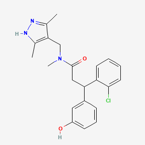 3-(2-chlorophenyl)-N-[(3,5-dimethyl-1H-pyrazol-4-yl)methyl]-3-(3-hydroxyphenyl)-N-methylpropanamide