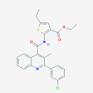 molecular formula C26H23ClN2O3S B452926 Ethyl 2-({[2-(3-chlorophenyl)-3-methyl-4-quinolinyl]carbonyl}amino)-5-ethyl-3-thiophenecarboxylate 