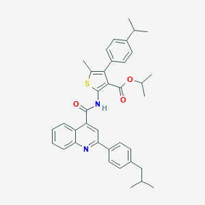molecular formula C38H40N2O3S B452928 Isopropyl 2-({[2-(4-isobutylphenyl)quinolin-4-yl]carbonyl}amino)-4-(4-isopropylphenyl)-5-methylthiophene-3-carboxylate 