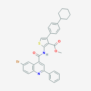 molecular formula C34H29BrN2O3S B452931 Methyl 2-{[(6-bromo-2-phenylquinolin-4-yl)carbonyl]amino}-4-(4-cyclohexylphenyl)thiophene-3-carboxylate 