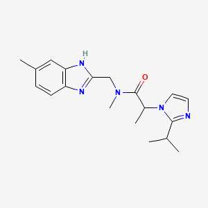 molecular formula C19H25N5O B4529315 2-(2-isopropyl-1H-imidazol-1-yl)-N-methyl-N-[(5-methyl-1H-benzimidazol-2-yl)methyl]propanamide 