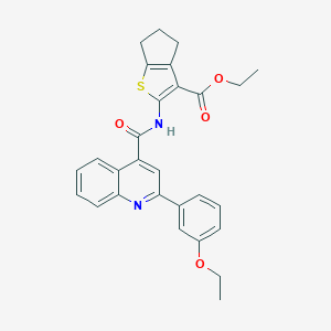 molecular formula C28H26N2O4S B452941 ethyl 2-({[2-(3-ethoxyphenyl)-4-quinolinyl]carbonyl}amino)-5,6-dihydro-4H-cyclopenta[b]thiophene-3-carboxylate 