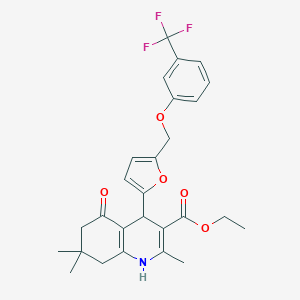 Ethyl 2,7,7-trimethyl-5-oxo-4-(5-{[3-(trifluoromethyl)phenoxy]methyl}furan-2-yl)-1,4,5,6,7,8-hexahydroquinoline-3-carboxylate