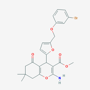 molecular formula C24H24BrNO6 B452950 methyl 2-amino-4-{5-[(3-bromophenoxy)methyl]-2-furyl}-7,7-dimethyl-5-oxo-5,6,7,8-tetrahydro-4H-chromene-3-carboxylate 