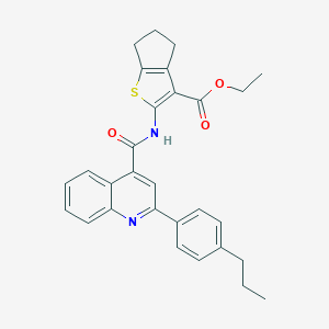 ethyl 2-({[2-(4-propylphenyl)-4-quinolinyl]carbonyl}amino)-5,6-dihydro-4H-cyclopenta[b]thiophene-3-carboxylate