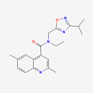 molecular formula C20H24N4O2 B4529534 N-ethyl-N-[(3-isopropyl-1,2,4-oxadiazol-5-yl)methyl]-2,6-dimethyl-4-quinolinecarboxamide trifluoroacetate 