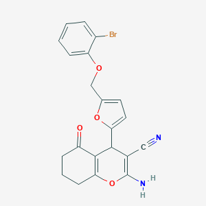 molecular formula C21H17BrN2O4 B452955 2-amino-4-{5-[(2-bromophenoxy)methyl]-2-furyl}-5-oxo-5,6,7,8-tetrahydro-4H-chromene-3-carbonitrile 