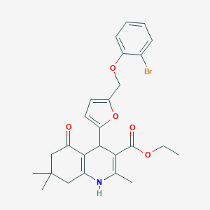 molecular formula C26H28BrNO5 B452956 Ethyl 4-{5-[(2-bromophenoxy)methyl]-2-furyl}-2,7,7-trimethyl-5-oxo-1,4,5,6,7,8-hexahydro-3-quinolinecarboxylate 