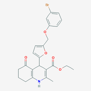 molecular formula C24H24BrNO5 B452958 Ethyl 4-{5-[(3-bromophenoxy)methyl]furan-2-yl}-2-methyl-5-oxo-1,4,5,6,7,8-hexahydroquinoline-3-carboxylate 