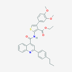 Ethyl 4-(3,4-dimethoxyphenyl)-2-({[2-(4-propylphenyl)-4-quinolinyl]carbonyl}amino)-3-thiophenecarboxylate