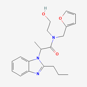 N-(2-furylmethyl)-N-(2-hydroxyethyl)-2-(2-propyl-1H-benzimidazol-1-yl)propanamide