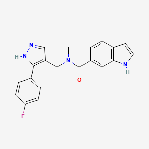 N-[[5-(4-fluorophenyl)-1H-pyrazol-4-yl]methyl]-N-methyl-1H-indole-6-carboxamide