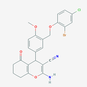 molecular formula C24H20BrClN2O4 B452970 2-amino-4-{3-[(2-bromo-4-chlorophenoxy)methyl]-4-methoxyphenyl}-5-oxo-5,6,7,8-tetrahydro-4H-chromene-3-carbonitrile 