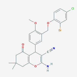 2-amino-4-{3-[(2-bromo-4-chlorophenoxy)methyl]-4-methoxyphenyl}-7,7-dimethyl-5-oxo-5,6,7,8-tetrahydro-4H-chromene-3-carbonitrile