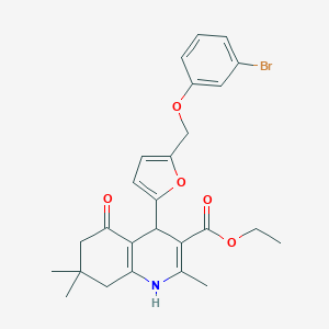 molecular formula C26H28BrNO5 B452976 Ethyl 4-{5-[(3-bromophenoxy)methyl]-2-furyl}-2,7,7-trimethyl-5-oxo-1,4,5,6,7,8-hexahydro-3-quinolinecarboxylate 