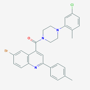 molecular formula C28H25BrClN3O B452977 6-Bromo-4-{[4-(5-chloro-2-methylphenyl)-1-piperazinyl]carbonyl}-2-(4-methylphenyl)quinoline 