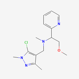 molecular formula C15H21ClN4O B4529776 N-[(5-chloro-1,3-dimethyl-1H-pyrazol-4-yl)methyl]-2-methoxy-N-methyl-1-pyridin-2-ylethanamine 