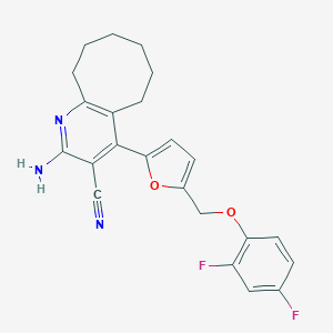 molecular formula C23H21F2N3O2 B452978 2-Amino-4-{5-[(2,4-difluorophenoxy)methyl]-2-furyl}-5,6,7,8,9,10-hexahydrocycloocta[b]pyridine-3-carbonitrile 
