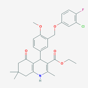 Ethyl 4-{3-[(3-chloro-4-fluorophenoxy)methyl]-4-methoxyphenyl}-2,7,7-trimethyl-5-oxo-1,4,5,6,7,8-hexahydro-3-quinolinecarboxylate