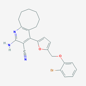 molecular formula C23H22BrN3O2 B452980 2-Amino-4-{5-[(2-bromophenoxy)methyl]-2-furyl}-5,6,7,8,9,10-hexahydrocycloocta[b]pyridine-3-carbonitrile 