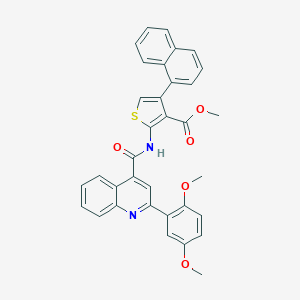 molecular formula C34H26N2O5S B452981 Methyl 2-({[2-(2,5-dimethoxyphenyl)-4-quinolinyl]carbonyl}amino)-4-(1-naphthyl)-3-thiophenecarboxylate 
