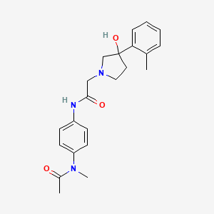 molecular formula C22H27N3O3 B4529828 N-{4-[acetyl(methyl)amino]phenyl}-2-[3-hydroxy-3-(2-methylphenyl)pyrrolidin-1-yl]acetamide 