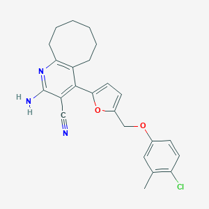 molecular formula C24H24ClN3O2 B452983 2-Amino-4-{5-[(4-chloro-3-methylphenoxy)methyl]-2-furyl}-5,6,7,8,9,10-hexahydrocycloocta[b]pyridine-3-carbonitrile 