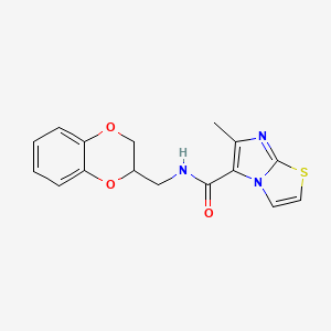 molecular formula C16H15N3O3S B4529845 N-(2,3-dihydro-1,4-benzodioxin-2-ylmethyl)-6-methylimidazo[2,1-b][1,3]thiazole-5-carboxamide 