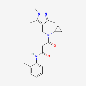 molecular formula C20H26N4O2 B4529861 N-cyclopropyl-N'-(2-methylphenyl)-N-[(1,3,5-trimethyl-1H-pyrazol-4-yl)methyl]malonamide 