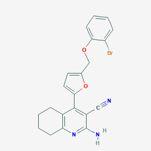 molecular formula C21H18BrN3O2 B452989 2-Amino-4-{5-[(2-bromophenoxy)methyl]-2-furyl}-5,6,7,8-tetrahydro-3-quinolinecarbonitrile 