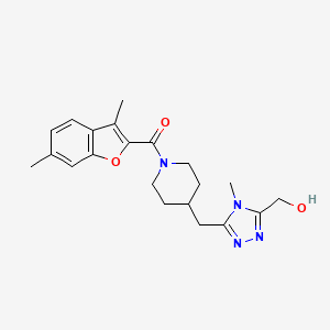 molecular formula C21H26N4O3 B4529919 [5-({1-[(3,6-dimethyl-1-benzofuran-2-yl)carbonyl]piperidin-4-yl}methyl)-4-methyl-4H-1,2,4-triazol-3-yl]methanol 