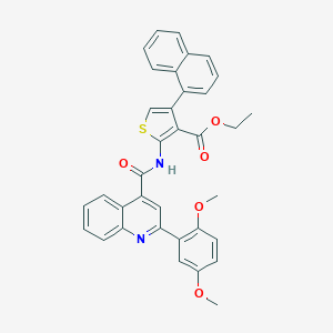 molecular formula C35H28N2O5S B452999 Ethyl 2-({[2-(2,5-dimethoxyphenyl)-4-quinolinyl]carbonyl}amino)-4-(1-naphthyl)-3-thiophenecarboxylate 