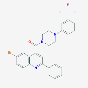 molecular formula C27H21BrF3N3O B453003 (6-Bromo-2-phenylquinolin-4-yl){4-[3-(trifluoromethyl)phenyl]piperazin-1-yl}methanone 
