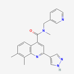 N,7,8-trimethyl-2-(1H-pyrazol-4-yl)-N-(pyridin-3-ylmethyl)quinoline-4-carboxamide