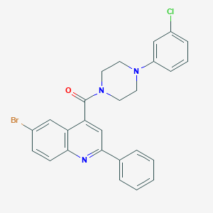 molecular formula C26H21BrClN3O B453004 (6-Bromo-2-phenylquinolin-4-yl)[4-(3-chlorophenyl)piperazin-1-yl]methanone 