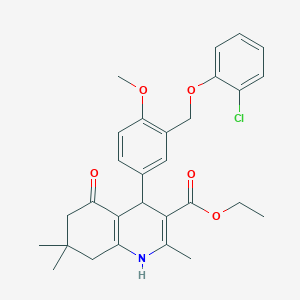 molecular formula C29H32ClNO5 B453005 Ethyl 4-{3-[(2-chlorophenoxy)methyl]-4-methoxyphenyl}-2,7,7-trimethyl-5-oxo-1,4,5,6,7,8-hexahydro-3-quinolinecarboxylate 