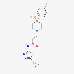 molecular formula C19H23FN4O2S B4530065 N-(5-cyclopropyl-1,3,4-thiadiazol-2-yl)-3-[4-(4-fluorophenyl)-4-hydroxypiperidin-1-yl]propanamide 