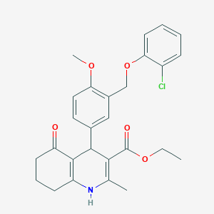 Ethyl 4-{3-[(2-chlorophenoxy)methyl]-4-methoxyphenyl}-2-methyl-5-oxo-1,4,5,6,7,8-hexahydro-3-quinolinecarboxylate