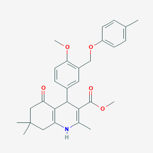 molecular formula C29H33NO5 B453011 Methyl 4-{4-methoxy-3-[(4-methylphenoxy)methyl]phenyl}-2,7,7-trimethyl-5-oxo-1,4,5,6,7,8-hexahydro-3-quinolinecarboxylate 