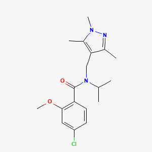 molecular formula C18H24ClN3O2 B4530128 4-chloro-N-isopropyl-2-methoxy-N-[(1,3,5-trimethyl-1H-pyrazol-4-yl)methyl]benzamide 