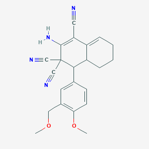 molecular formula C22H22N4O2 B453018 2-amino-4-[4-methoxy-3-(methoxymethyl)phenyl]-4a,5,6,7-tetrahydro-1,3,3(4H)-naphthalenetricarbonitrile 