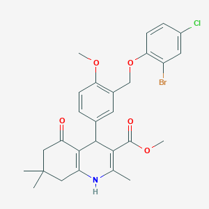 molecular formula C28H29BrClNO5 B453019 Methyl 4-{3-[(2-bromo-4-chlorophenoxy)methyl]-4-methoxyphenyl}-2,7,7-trimethyl-5-oxo-1,4,5,6,7,8-hexahydro-3-quinolinecarboxylate 