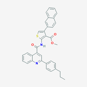 molecular formula C35H28N2O3S B453021 Methyl 4-(2-naphthyl)-2-({[2-(4-propylphenyl)-4-quinolinyl]carbonyl}amino)-3-thiophenecarboxylate 
