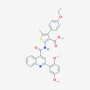 molecular formula C33H30N2O6S B453023 Methyl 2-({[2-(2,5-dimethoxyphenyl)-4-quinolinyl]carbonyl}amino)-4-(4-ethoxyphenyl)-5-methyl-3-thiophenecarboxylate 