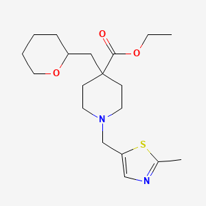 molecular formula C19H30N2O3S B4530236 ethyl 1-[(2-methyl-1,3-thiazol-5-yl)methyl]-4-(tetrahydro-2H-pyran-2-ylmethyl)-4-piperidinecarboxylate 