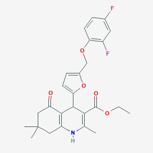 molecular formula C26H27F2NO5 B453026 Ethyl 4-{5-[(2,4-difluorophenoxy)methyl]furan-2-yl}-2,7,7-trimethyl-5-oxo-1,4,5,6,7,8-hexahydroquinoline-3-carboxylate 