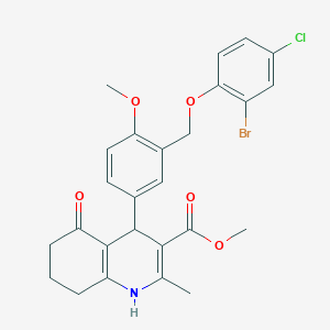 molecular formula C26H25BrClNO5 B453028 Methyl 4-{3-[(2-bromo-4-chlorophenoxy)methyl]-4-methoxyphenyl}-2-methyl-5-oxo-1,4,5,6,7,8-hexahydro-3-quinolinecarboxylate 