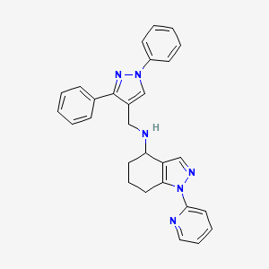 molecular formula C28H26N6 B4530352 N-[(1,3-diphenyl-1H-pyrazol-4-yl)methyl]-1-(2-pyridinyl)-4,5,6,7-tetrahydro-1H-indazol-4-amine 